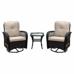 Brand new ✨ Resin Wicker Patio Sets Abble Melendy 3 Piece Wicker Swivel Patio Conversation Set ⌛