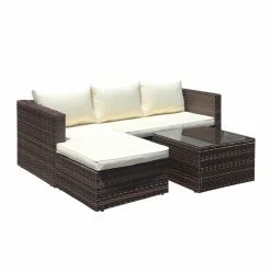 Best deal 🛒 Resin Wicker Patio Sets Abble 3 Piece Steel Frame Wicker Outdoor Sectional Sofa Set 🧨