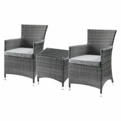 Cheapest 👏 Resin Wicker Patio Sets Acme Furniture Tashelle Wicker 3 Piece Patio Chat Set With Cushions ✔️