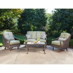 Outlet ๐ Resin Wicker Patio Sets Hanover Ventura Wicker 4 Piece Patio Conversation Set ๐