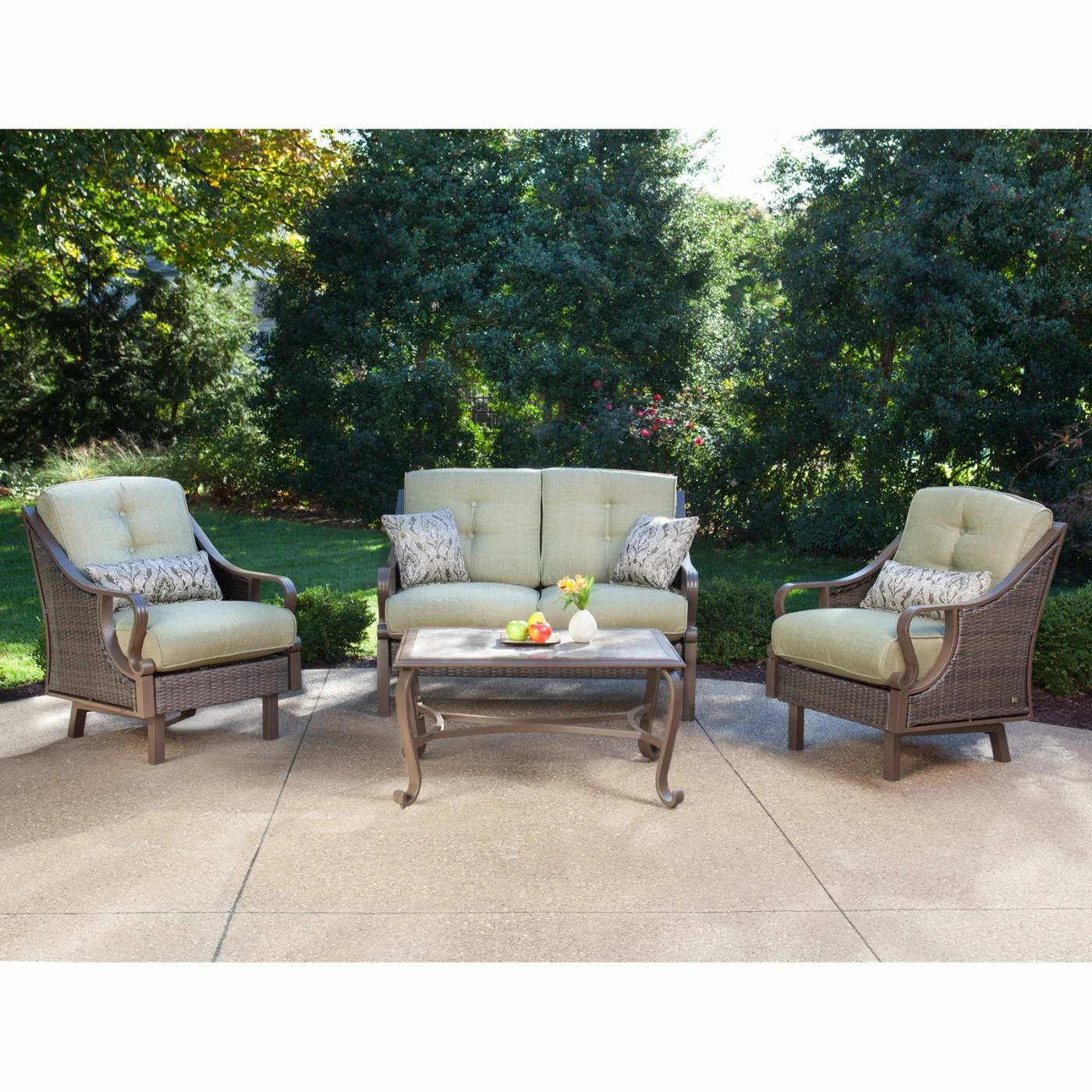 Outlet 🛒 Resin Wicker Patio Sets Hanover Ventura Wicker 4 Piece Patio Conversation Set 👏