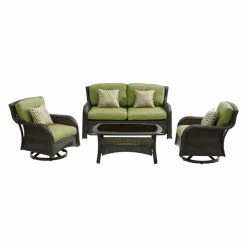 Best deal 💯 Resin Wicker Patio Sets Hanover Strathmere Wicker 4 Piece Patio Loveseat Conversation Set 😍