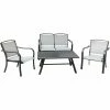 Budget 🎉 Aluminum Patio Sets Hanover Foxhill Aluminum 4 Piece Conversation Patio Set 🎉
