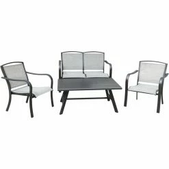 Budget 🎉 Aluminum Patio Sets Hanover Foxhill Aluminum 4 Piece Conversation Patio Set 🎉