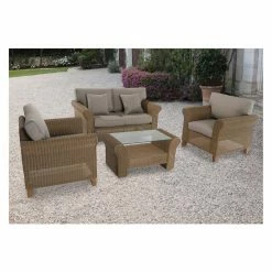 Promo 🥰 Resin Wicker Patio Sets Cambridge Avalon Wicker 4 Piece Patio Conversation Set 🧨