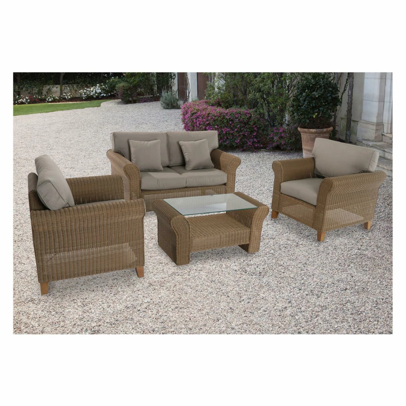 Promo π₯° Resin Wicker Patio Sets Cambridge Avalon Wicker 4 Piece Patio Conversation Set π§¨