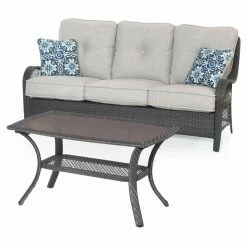 Outlet ๐ฅฐ Resin Wicker Patio Sets Hanover Orleans Wicker 2 Piece Conversation Patio Set - Gray โค๏ธ
