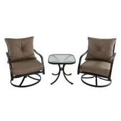Best Sale 😀 Steel Patio Sets Hanover Palm Bay Steel 3 Piece Swivel Patio Conversation Set 😍