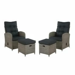 Deals ✔️ Resin Wicker Patio Sets Alaterre Furniture Monaco All-Weather 4 Piece Reclining Chairs Outdoor Conversation Set 🤩