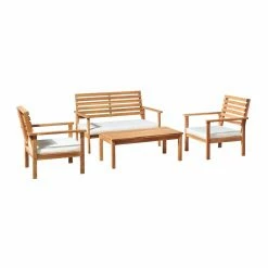 Wholesale 🔔 Wood Patio Sets Alaterre Furniture Orwell Outdoor Acacia Wood 4-Piece Conversation Set ✨