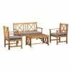 Best Sale 🌟 Wood Patio Sets Alaterre Furniture Manchester Acacia Outdoor Wood 4-Piece Conversation Set 👏