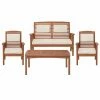 Buy 😀 Wood Patio Sets Alaterre Furniture Lyndon Eucalyptus Wood 4-Piece Conversation Set 🎁