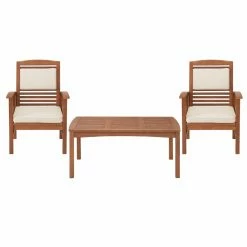 Brand new 🎁 Wood Patio Sets Alaterre Furniture Lyndon Eucalyptus Wood 3-Piece Conversation Set ✔️