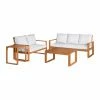 Coupon 👏 Wood Patio Sets Alaterre Furniture Grafton Eucalyptus Wood 4-Piece Outdoor Conversation Set 🔥