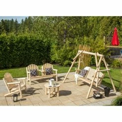 Best deal 👍 Wood Patio Sets Bestar White Cedar 4 Piece Deluxe Patio Conversation Set 👏