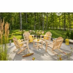 Wholesale ๐คฉ Wood Patio Sets Bestar White Cedar 5 Piece Patio Conversation Set ๐