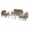 Coupon ❤️ Best Selling Home Aluminum Patio Sets Lexington 4 Piece Loveseat Conversation Set 🌟