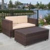 Discount 🌟 Best Selling Home Resin Wicker Patio Sets Seychelles Loveseat And Table Set 😀