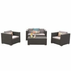 Promo 🌟 Resin Wicker Patio Sets HN Outdoor Youngtown 4 Piece Sofa Conversation Set 🛒