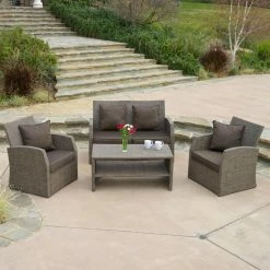Best reviews of ✔️ Best Selling Home Wrought Iron Patio Sets Abigail Iron 4 Piece Patio Conversation Set 🥰