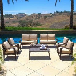 Outlet 😍 Best Selling Home Resin Wicker Patio Sets Ashly Wicker 8 Piece Patio Conversation Set 🛒