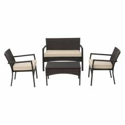 Brand new ๐ Best Selling Home Resin Wicker Patio Sets Condoriano 4 Piece Patio Wicker Chat Set With Water Resistant Fabric Cushions ๐งจ