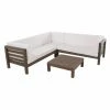 Flash Sale 🔔 Wood Patio Sets HN Outdoor Murrieta 4 Piece Wooden Patio Sectional Set With Cushions 🌟
