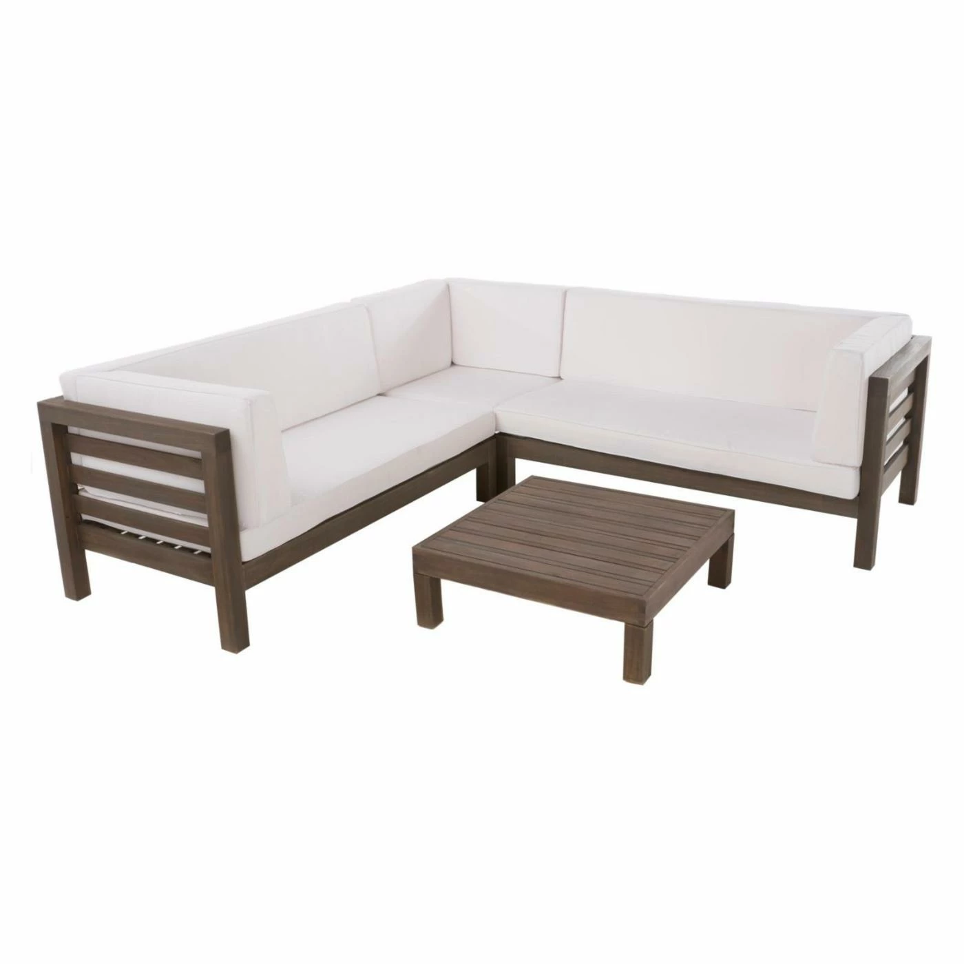 Flash Sale ๐ Wood Patio Sets HN Outdoor Murrieta 4 Piece Wooden Patio Sectional Set With Cushions ๐