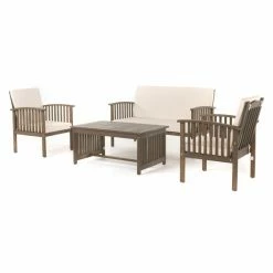 Flash Sale โญ Wood Patio Sets HN Outdoor Tulelake 4 Piece Acacia Wood Patio Chat Set ๐ฅ