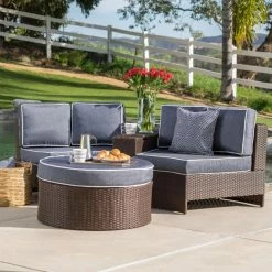 Cheapest 🧨 Best Selling Home Resin Wicker Patio Sets Seychelles Wicker 2 Piece Patio Sectional Conversation Set 🔥