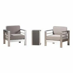 Top 10 🎁 Best Selling Home Decor Aluminum Patio Sets Xane Outdoor Club Chairs With Side Table - Wicker And Khaki 🤩