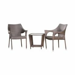 Hot Sale โญ Best Selling Home Decor Resin Wicker Patio Sets Farheen Outdoor Wicker And Glass 2 Seater Stacking Chair Chat Set โจ