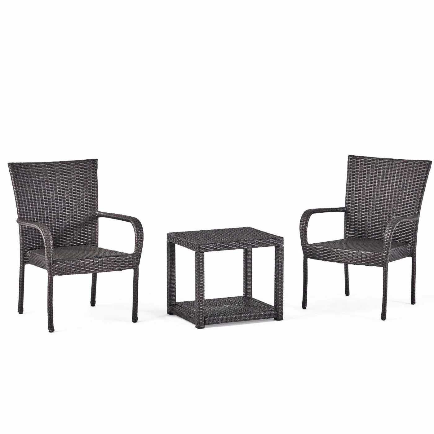 Cheap ๐ Best Selling Home Decor Resin Wicker Patio Sets Nicoleta Outdoor Wicker 2 Seater Stacking Chair Chat Set - Gray ๐