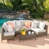 Best Sale 🔔 Best Selling Home Resin Wicker Patio Sets Newton Wicker 5 Piece Patio Sectional Sofa Set 😀
