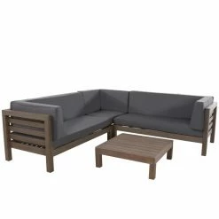 Cheapest 👏 Wood Patio Sets HN Outdoor Chandler Wooden 4 Piece Patio Sectional Sofa Set 😍