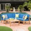 Promo 🧨 Best Selling Home Wood Patio Sets Perla Wooden 6 Piece Patio Sectional Sofa Set 🔥