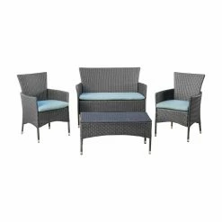 Best deal 😉 Best Selling Home Resin Wicker Patio Sets Malta Wicker 4 Piece Patio Conversation Set 🌟