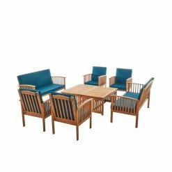 New 😀 Best Selling Home Wood Patio Sets Carolina Acacia Wood 8 Piece Patio Conversation Set 🌟