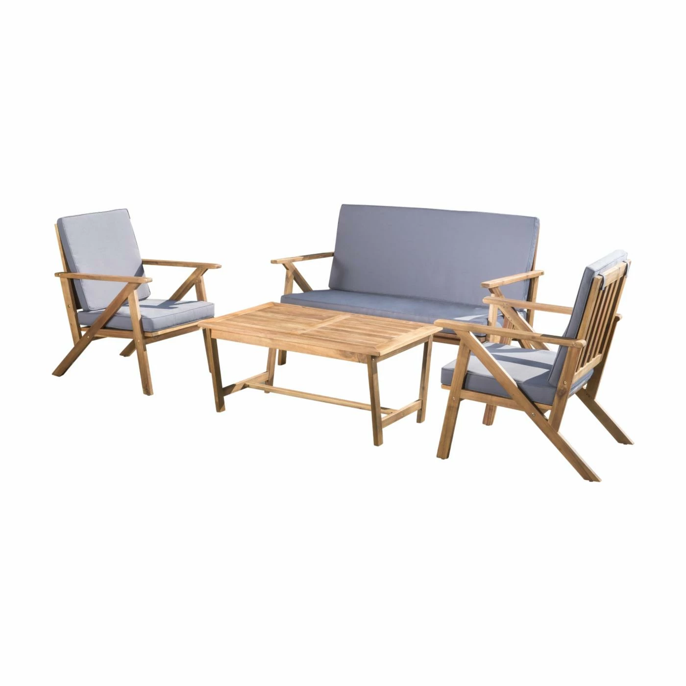 Buy ๐ Best Selling Home Wood Patio Sets Panama Acacia Wood 4 Piece Patio Conversation Set โ๏ธ