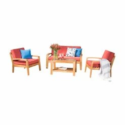 Best Pirce ๐ฏ Best Selling Home Wood Patio Sets Grenada Wooden 4 Piece Patio Conversation Set ๐ฏ
