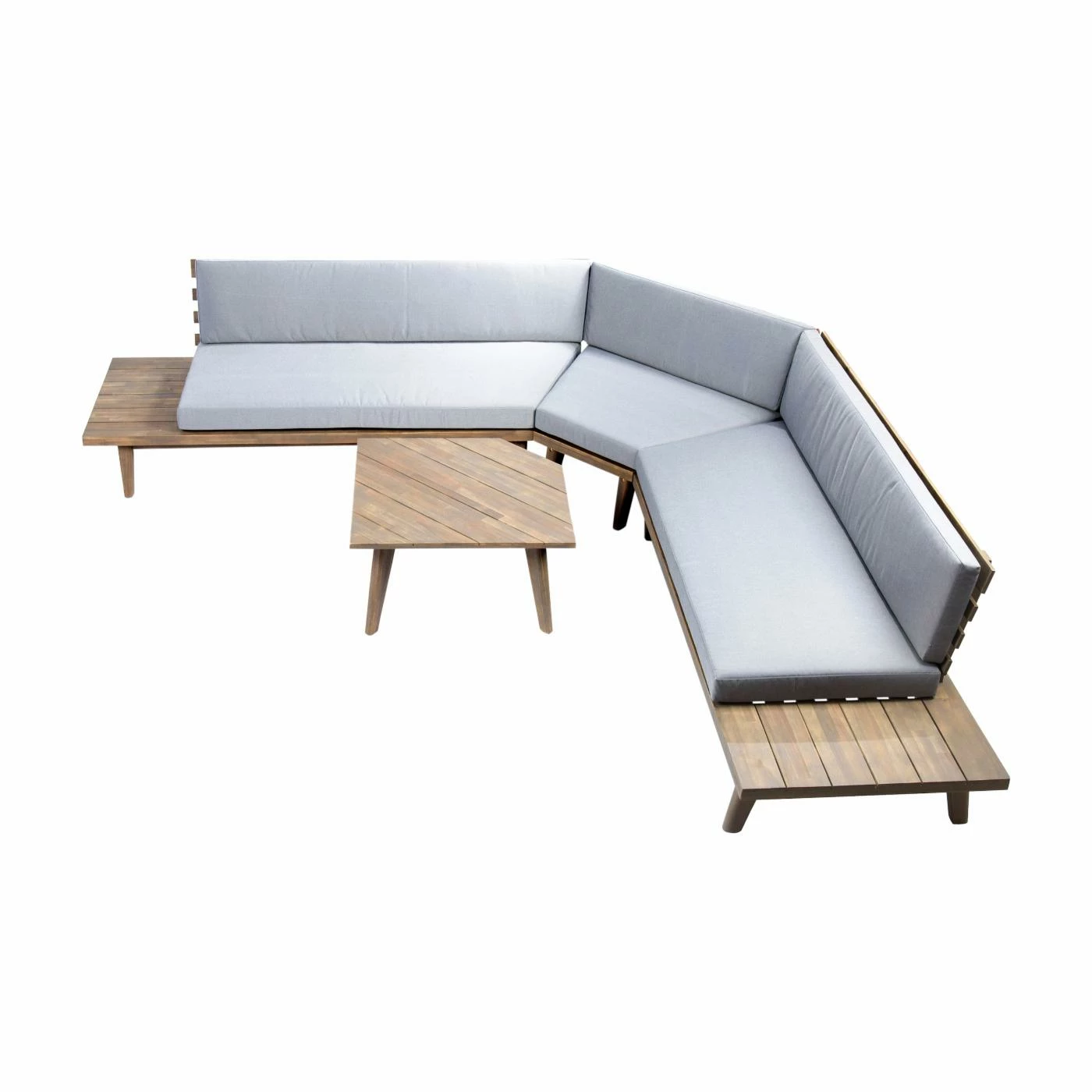 Best Pirce 🤩 Wood Patio Sets HN Outdoor Cullen Wood V Shaped 4 Piece Patio Conversation Set 🔥