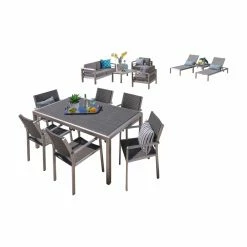 Wholesale 🔥 Best Selling Home Resin Wicker Patio Sets Cape Coral Wicker 13 Piece Patio Dining And Conversation Set With Chaise Lounges 💯