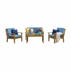 Best reviews of 👍 Teak Patio Sets HN Outdoor Cottonwood Acacia 4 Piece Patio Conversation Set 🤩
