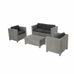 Cheapest 🥰 Best Selling Home Resin Wicker Patio Sets Puerta Wicker 4 Piece Patio Conversation Set And Cover 🎁