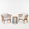 Promo 💯 Best Selling Home Decor Wood Patio Sets Andrielle Outdoor Acacia Wood 2 Seater Club Chair Chat Set 🧨