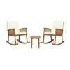 Buy 🛒 Best Selling Home Decor Wood Patio Sets Lando Outdoor Acacia Wood 2 Seater Rocking Chair Chat Set 🥰