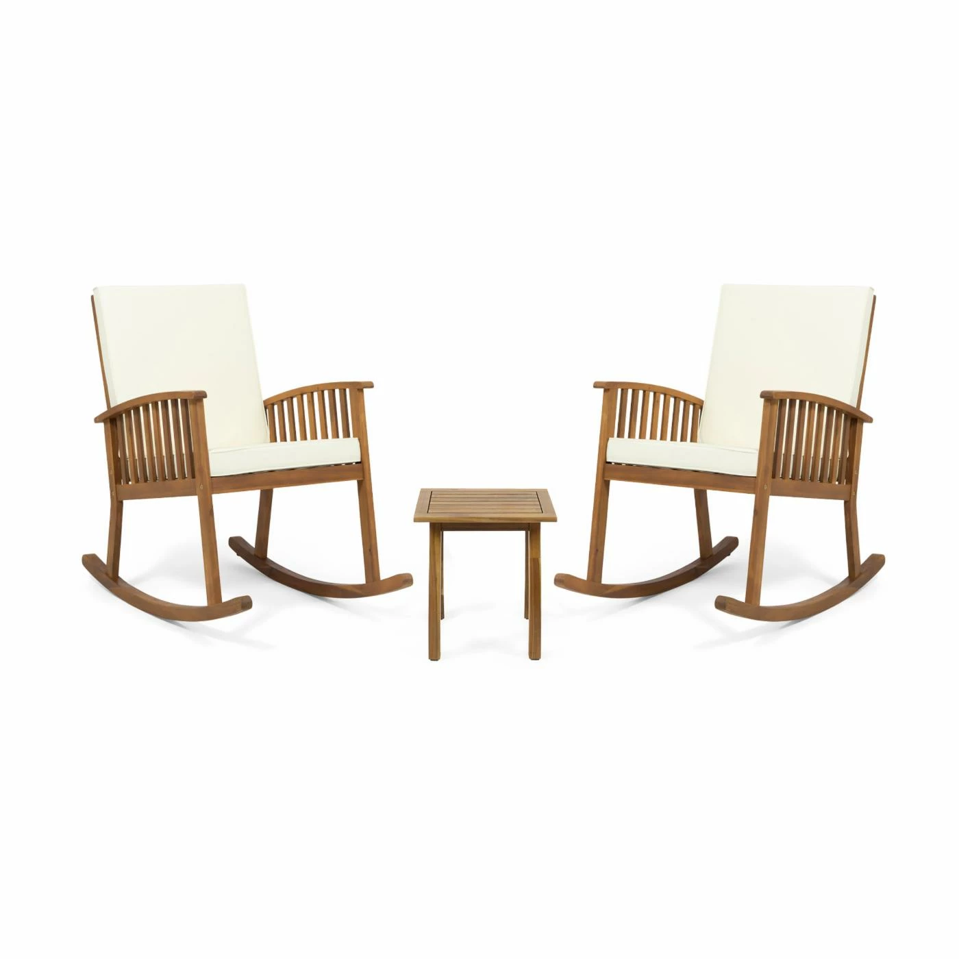 Buy ๐ Best Selling Home Decor Wood Patio Sets Lando Outdoor Acacia Wood 2 Seater Rocking Chair Chat Set ๐ฅฐ