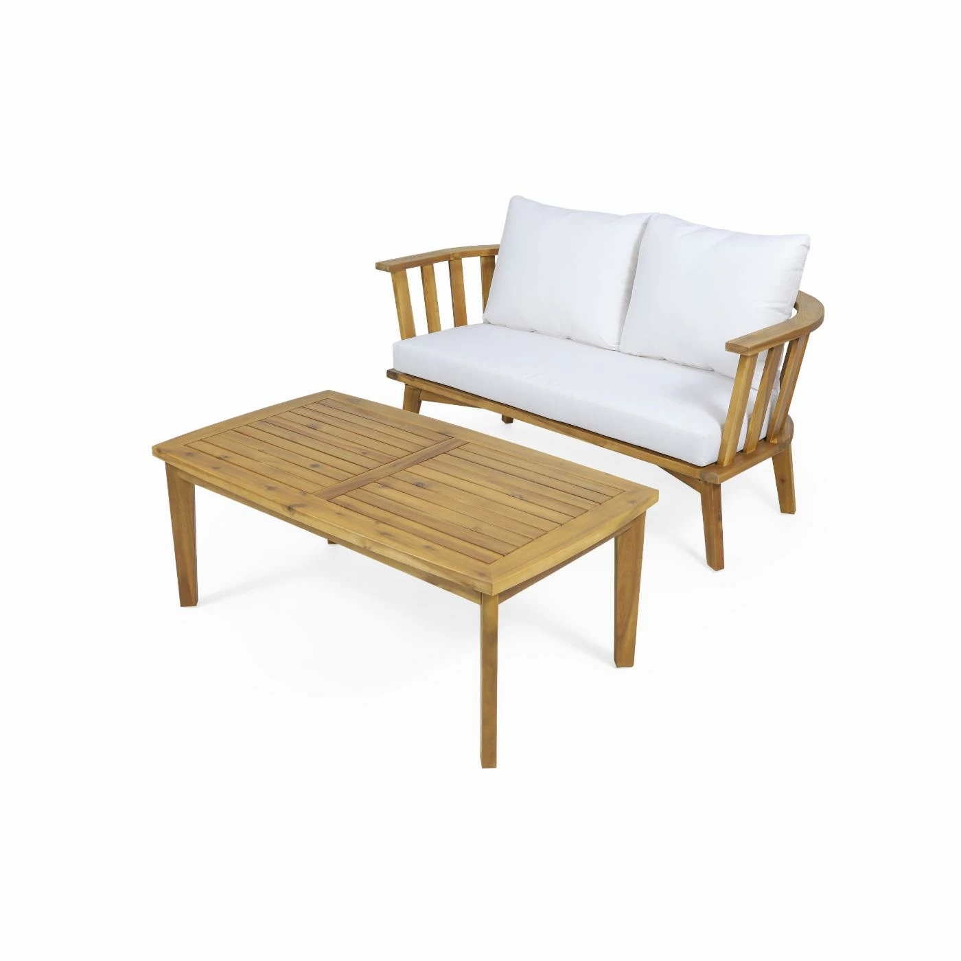 Cheapest โ Best Selling Home Decor Wood Patio Sets Sharlette Outdoor Wooden Loveseat And Coffee Table Set โค๏ธ