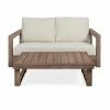 Budget 👍 Best Selling Home Decor Wood Patio Sets Keeyan Outdoor Acacia Wood Loveseat Set With Coffee Table 🧨