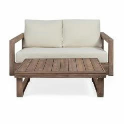 Budget ๐ Best Selling Home Decor Wood Patio Sets Keeyan Outdoor Acacia Wood Loveseat Set With Coffee Table ๐งจ